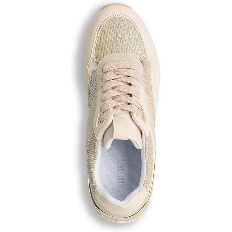 Sneakers beige e oro da donna con zeppa cm Lora Ferres