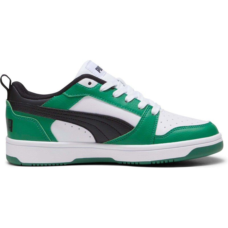 Sneakers bianche, verdi e nere da ragazzo Puma Rebound V6 Lo Jr