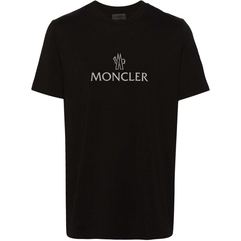 Moncler T-shirt nera logo sul petto