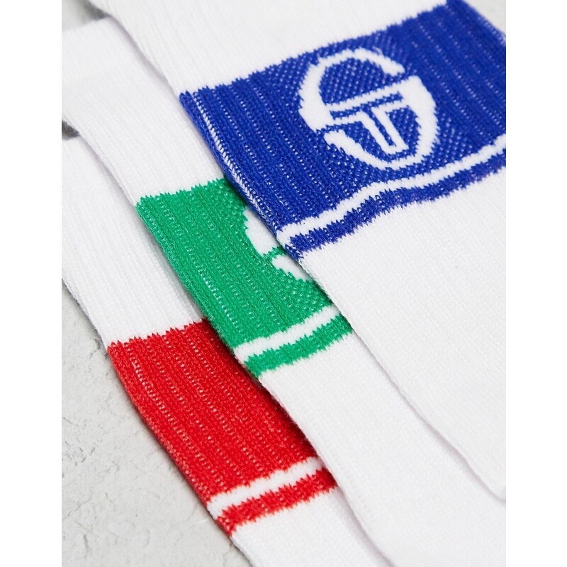 Sergio Tacchini - Confezione da 3 calzini verdi, blu e rossi con logo-Multicolore
