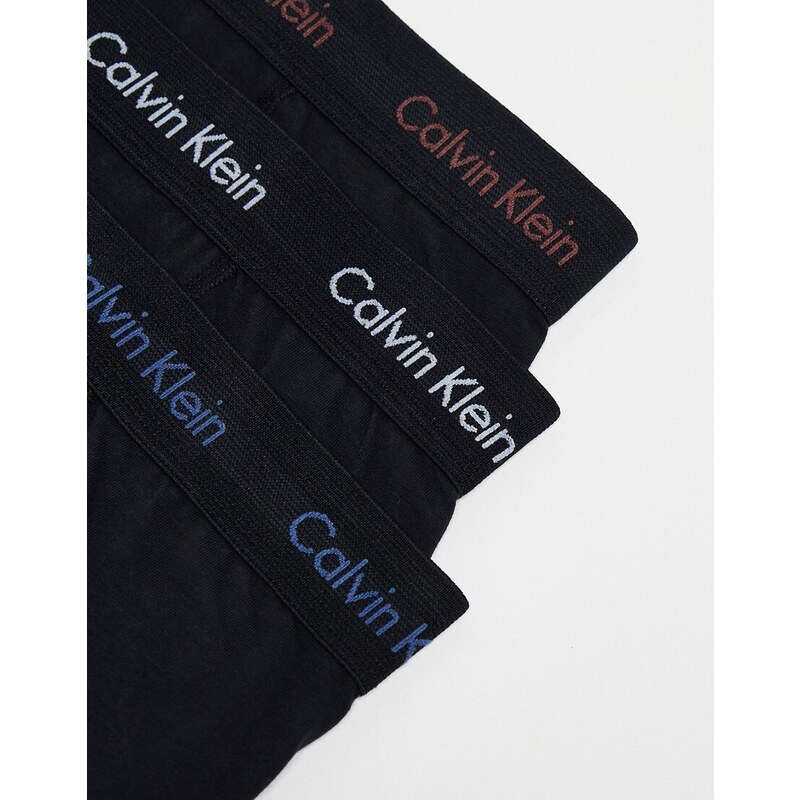 Calvin Klein - Confezione da 3 boxer aderenti neri con fascia in vita a contrasto con logo-Nero