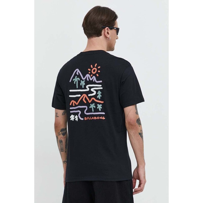 Billabong t-shirt in cotone BILLABONG X ADVENTURE DIVISION uomo colore nero