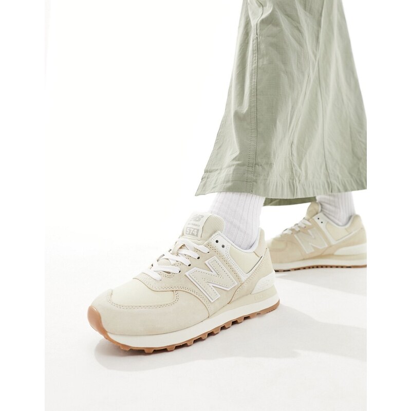 New Balance - 574 - Sneakers beige con suola in gomma-Neutro