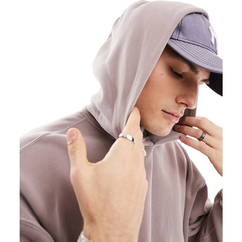 Abercrombie & Fitch - Essential - Felpa color malva con cappuccio vestibilità comoda-Viola