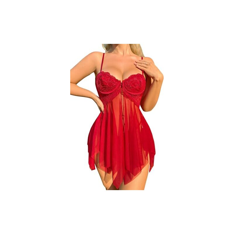 Pigiama Sexy Lingerie Sexy In Pizzo Babydoll Trasparente - Body - Foto 3