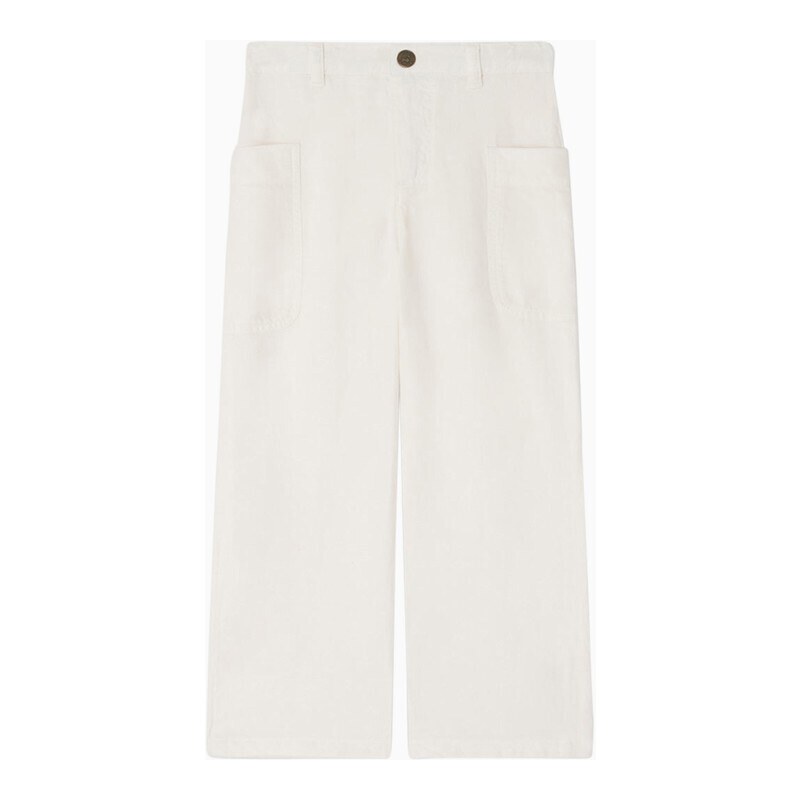 Bonpoint Pantalone Looping bianco in misto lino