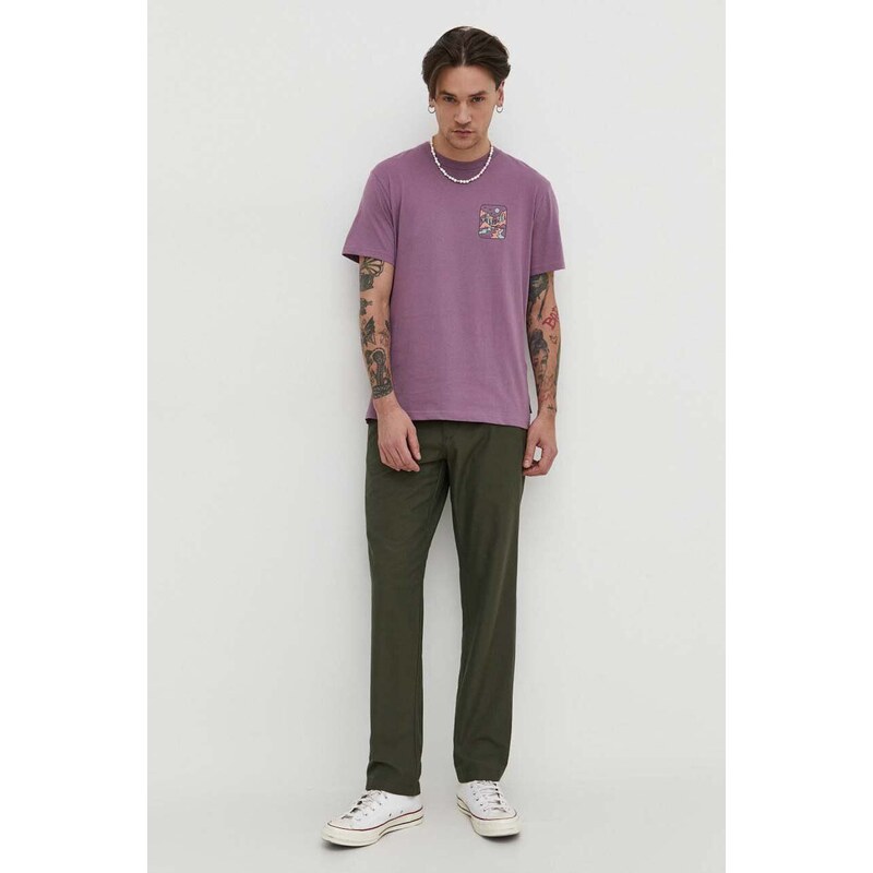 Billabong t-shirt in cotone BILLABONG X ADVENTURE DIVISION uomo colore violetto