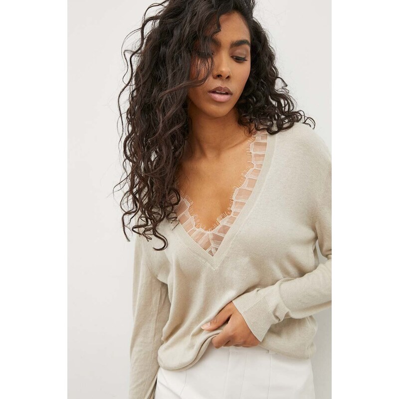 IRO maglione con aggiunta di seta colore beige