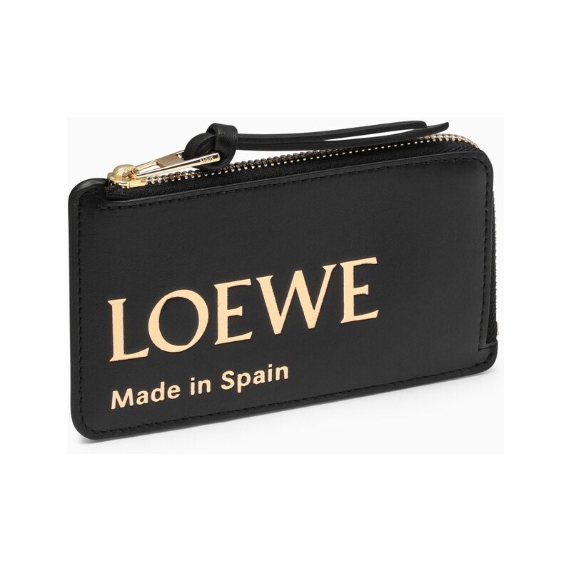 Loewe Portacarte con portamonete nero in pelle con logo