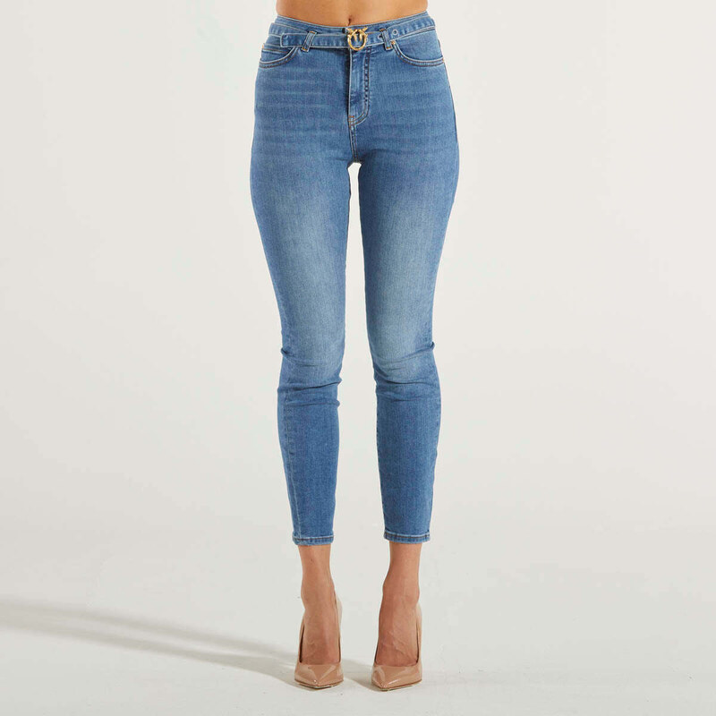 Pinko jeans skinny stretch con cintura logo