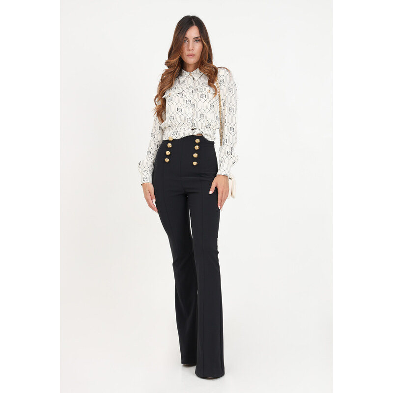 Elisabetta Franchi pantaloni flare con dettagli logati borgogna