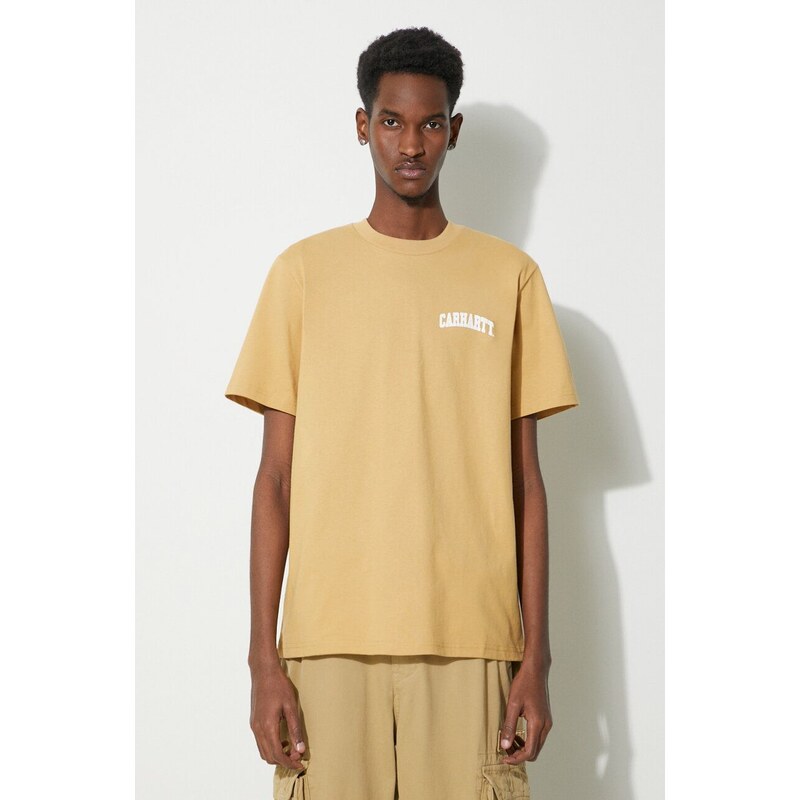 Carhartt WIP t-shirt in cotone S/S University Script T-Shirt uomo colore beige I028991.22SXX