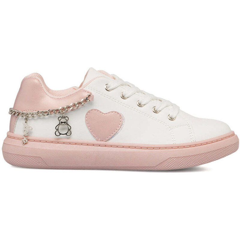Sneakers bianche e rosa da ragazza con catenina 10 Baci