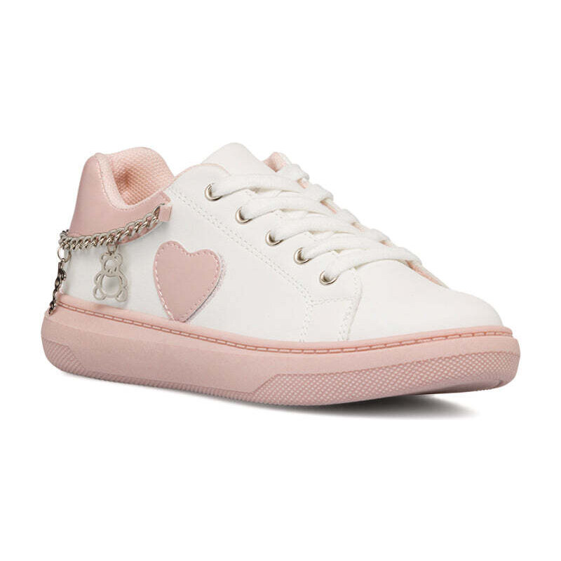 Sneakers bianche e rosa da ragazza con catenina 10 Baci
