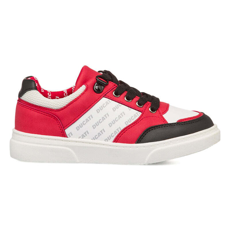 Sneakers bianche e rosse da ragazzo con logo laterale Ducati