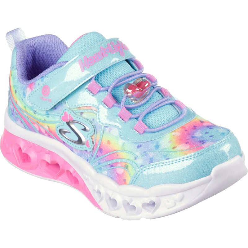 Sneakers azzurre da bambina con luci nella suola Skechers Flutter Heart Lights - Groovy Swirl