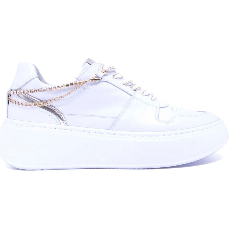Nerogiardini Sneakers bianca con catena gioiello