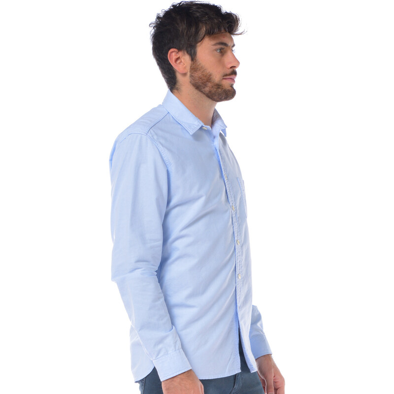 COOFANDY Camicia Uomo Oxford In Misto Cotone – Manica Lunga, Tasca Sul Petto – Azzurro, Taglia S