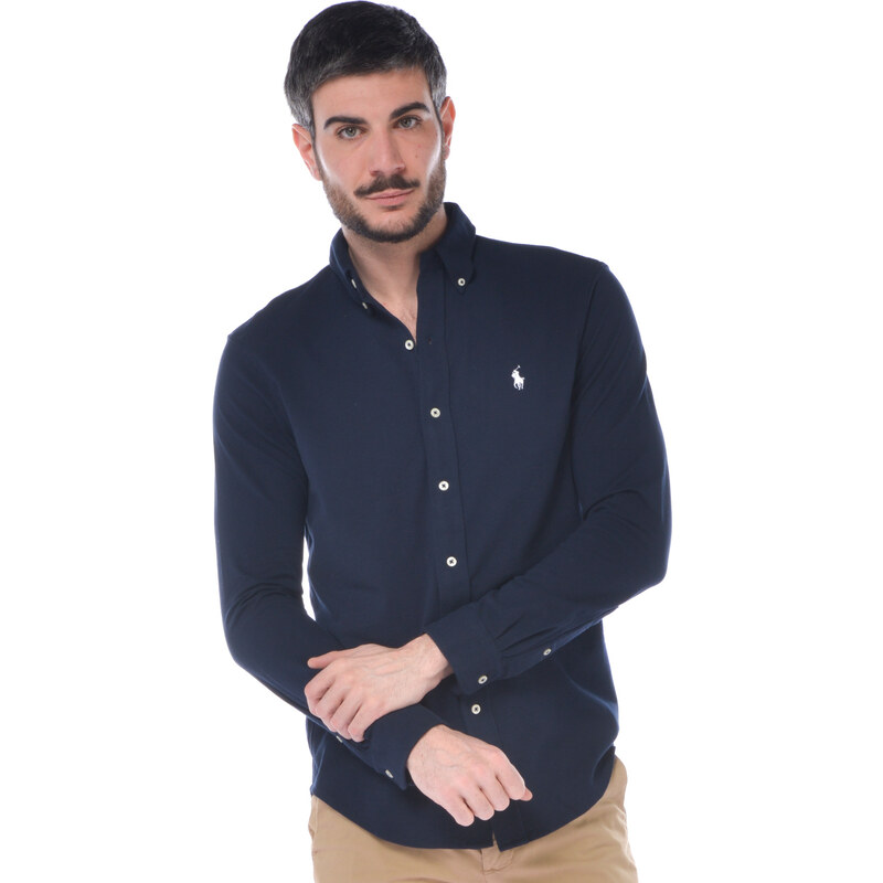 camicia da uomo Ralph Lauren in piquet con logo Stileo