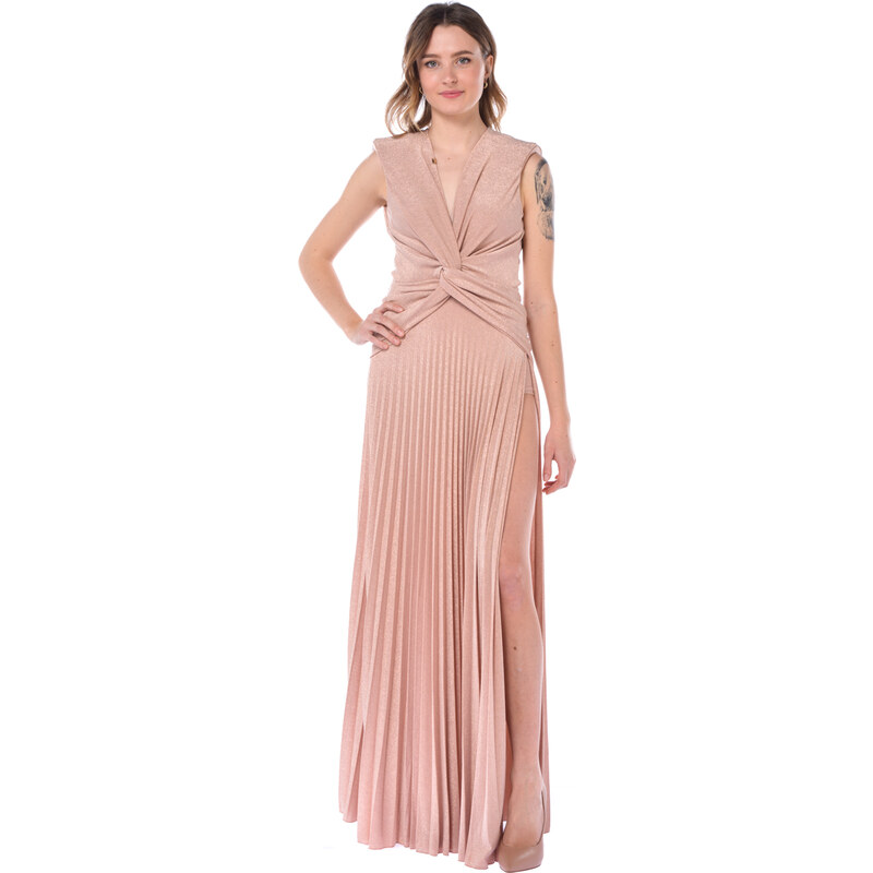 abito lungo da donna Elisabetta Franchi plisse con spacco Stileo
