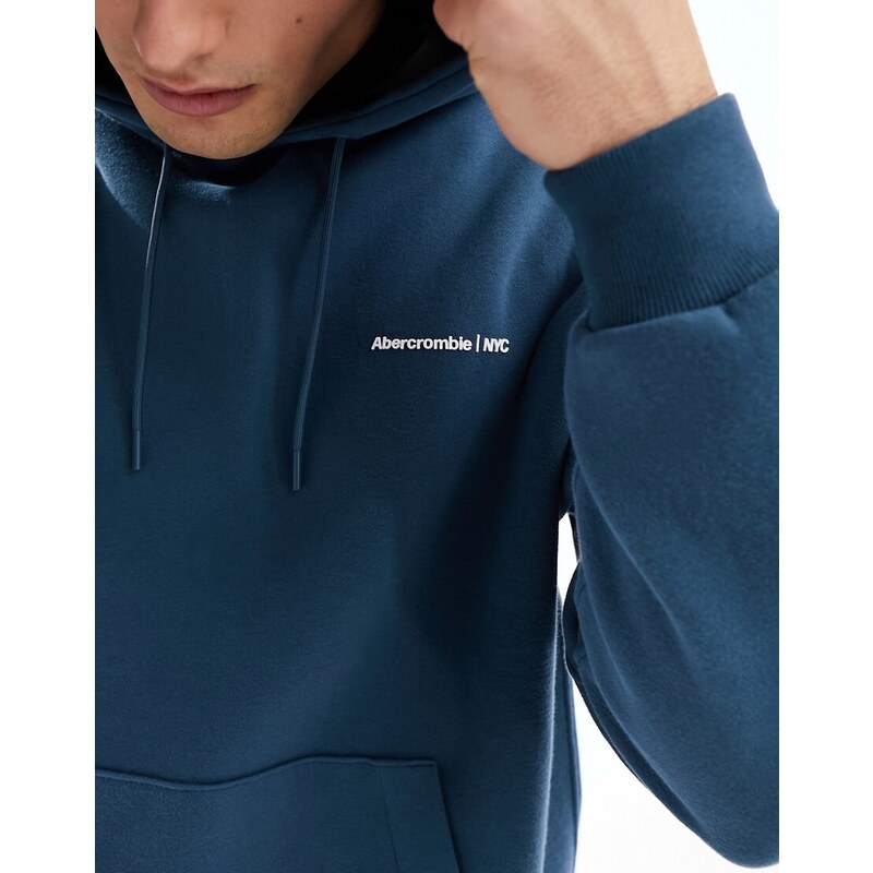 Abercrombie & Fitch - Microscale Trend - Felpa con cappuccio blu con logo