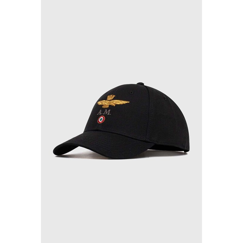 Aeronautica Militare berretto da baseball in cotone colore nero con applicazione