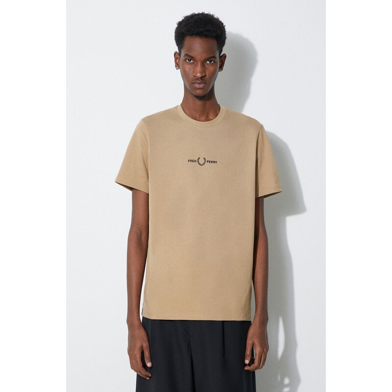Fred Perry t-shirt in cotone Embroidered T-Shirt uomo colore beige con applicazione M4580.363