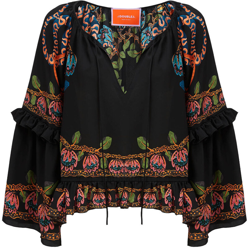 La DoubleJ Shirts & Tops gend - Boho Blouse Eve Black L 100% Silk