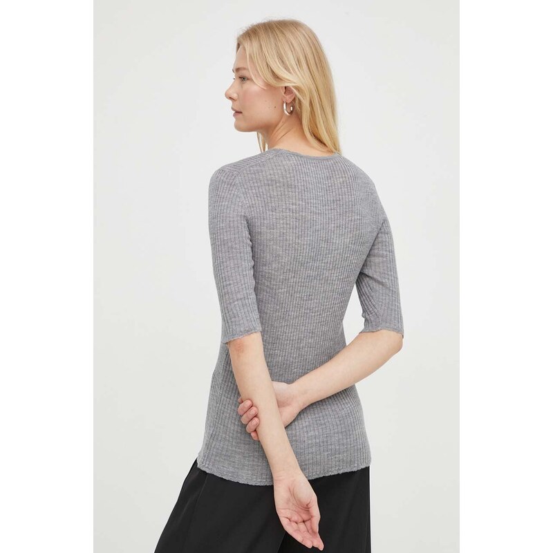 By Malene Birger maglietta in lana colore grigio