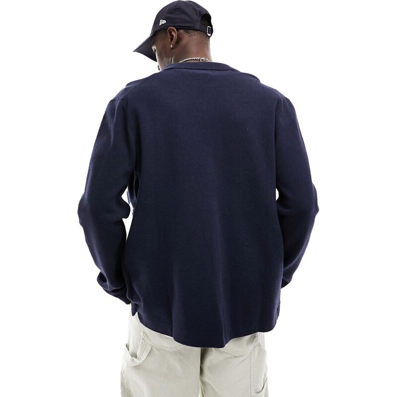 Polo Ralph Lauren - Camicia blu navy mélange in maglia di cotone con bottoni
