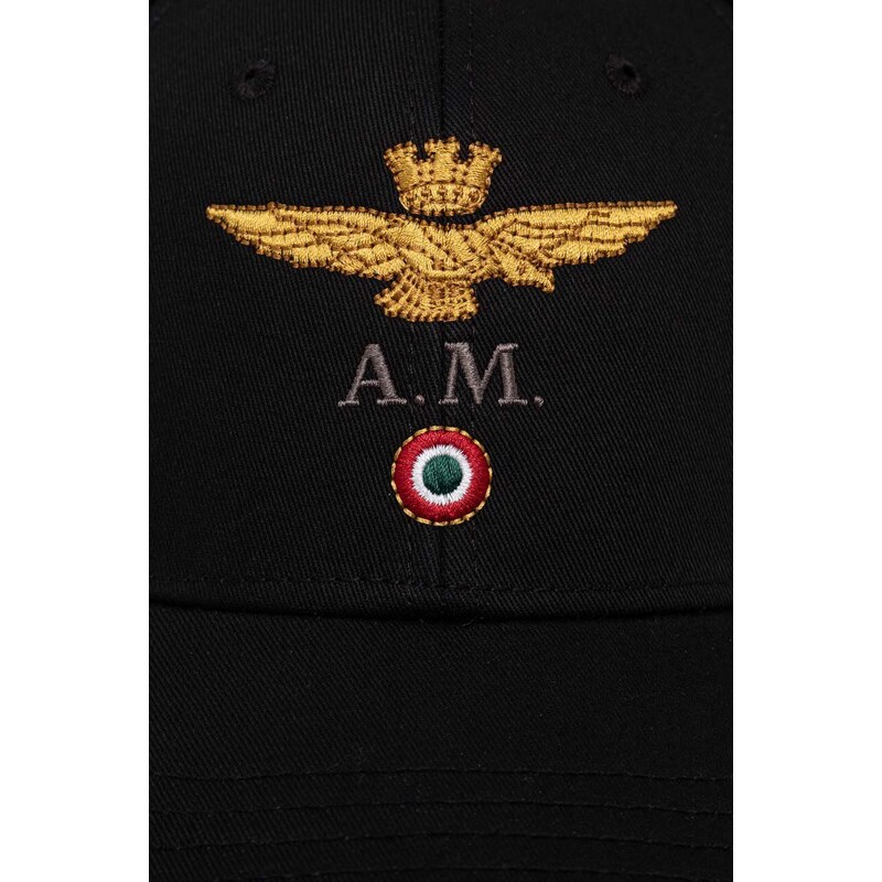 Aeronautica Militare berretto da baseball in cotone colore nero con applicazione