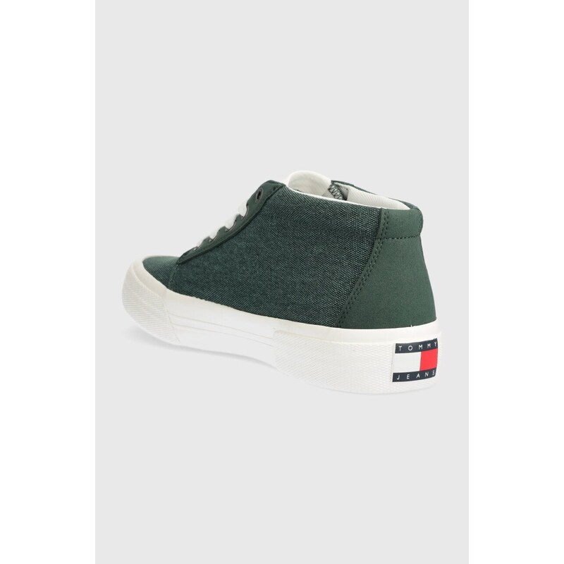 Tommy Jeans sneakers TJM MID CUT CANVAS COLOR colore verde EM0EM01412