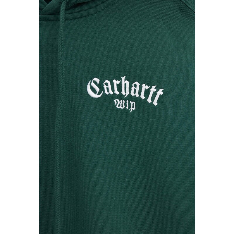 Carhartt WIP Felpa HOODED ONYX SCRIPT in cotone verde