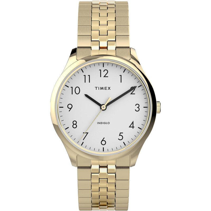 Orologio Timex Donna Con Cinturino Pelle Oro E Quadrante Blu - Indiglo
