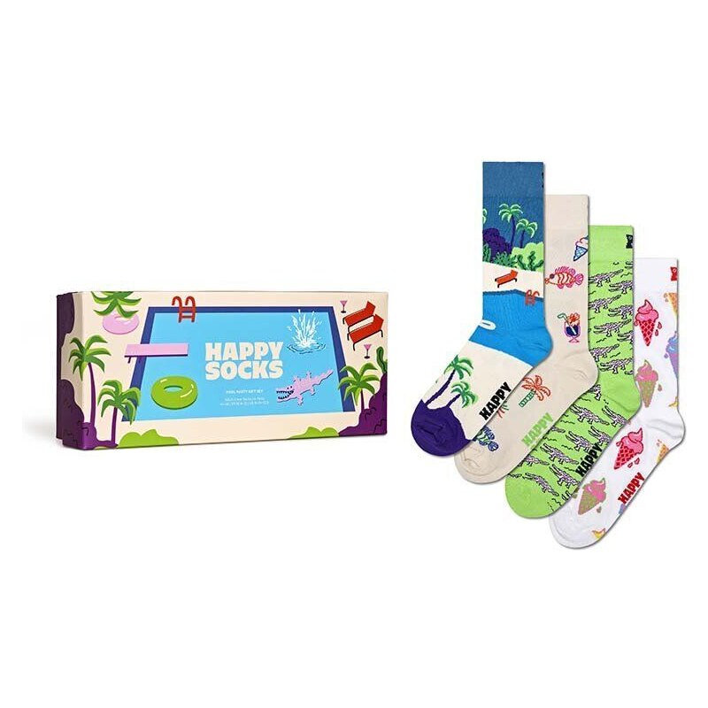 Happy Socks calzini Gift Box Pool Party pacco da 4