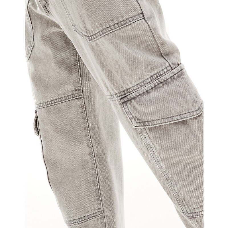 Miss Selfridge Petite - Jeans cargo ampi lavaggio grigio chiaro