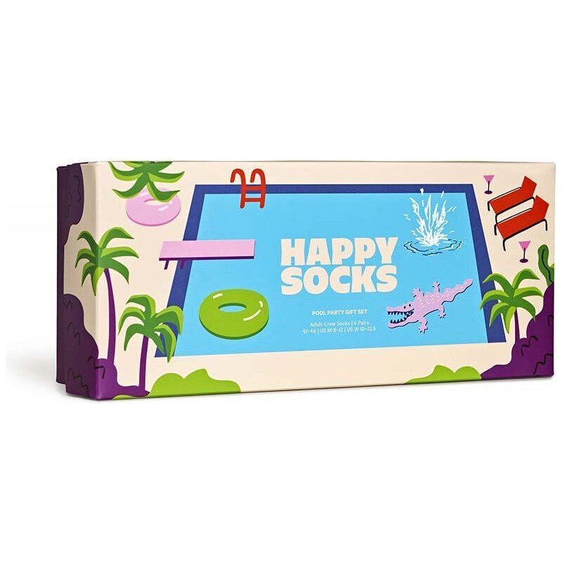 Happy Socks calzini Gift Box Pool Party pacco da 4