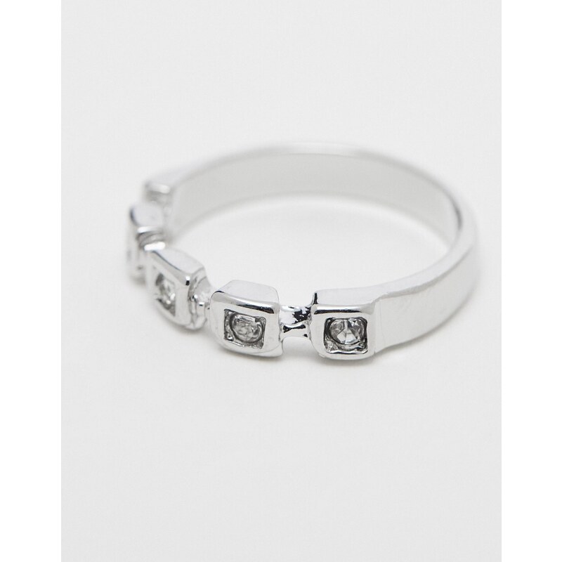 Faded Future - Confezione da 6 anelli argentati con design effetto fuso-Argento