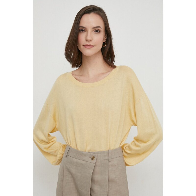 Sisley maglione con aggiunta di seta colore giallo