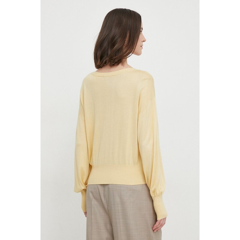 Sisley maglione con aggiunta di seta colore giallo