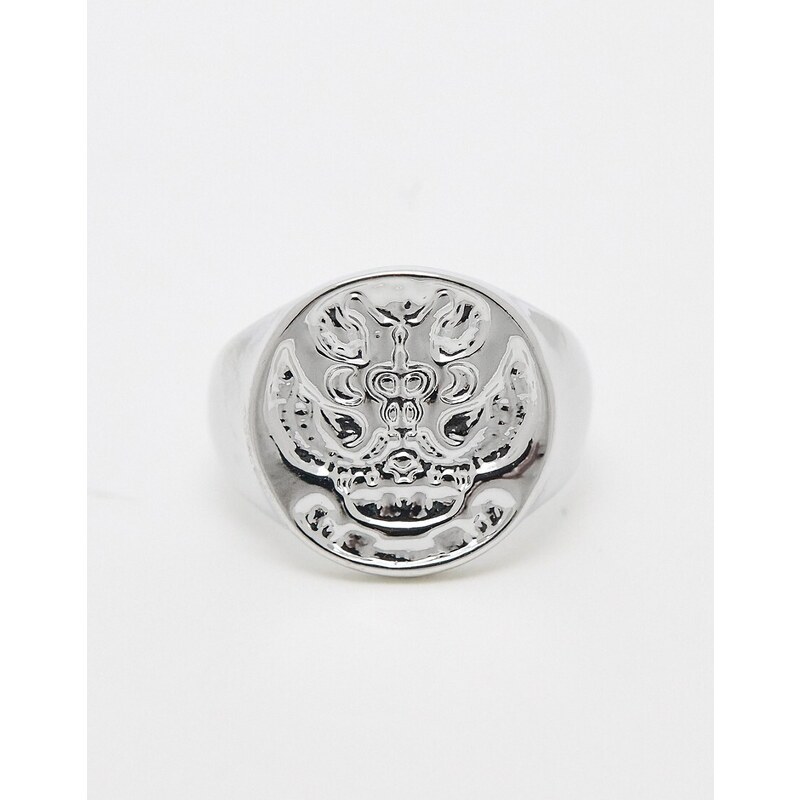 Faded Future - Anello color argento con sigillo inciso a forma di moneta