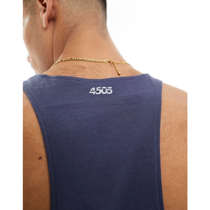 ASOS 4505 - Canotta da allenamento in tessuto quick dry con spalline sottili e logo grigio blu ardesia-Nero