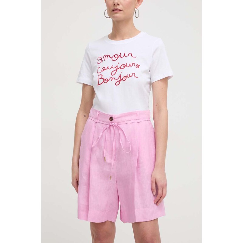 Marella pantaloncini in lino colore rosa