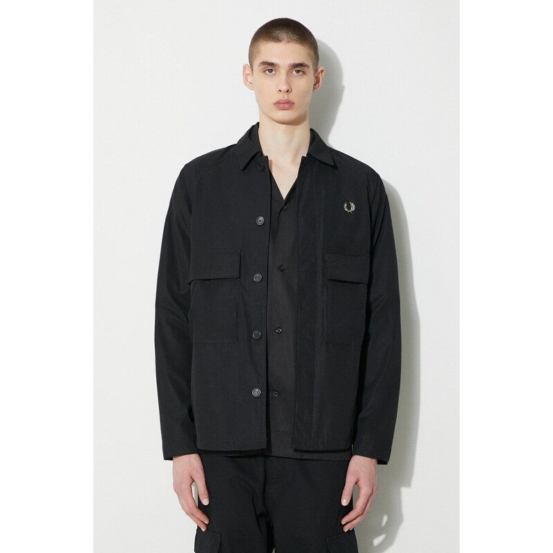 Fred Perry giacca Utility Overshirt uomo colore nero M6572.102