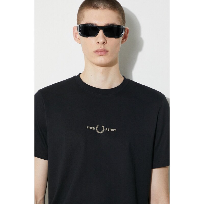 Fred Perry t-shirt in cotone Graphic Print T-Shirt uomo colore nero con applicazione M7786.102