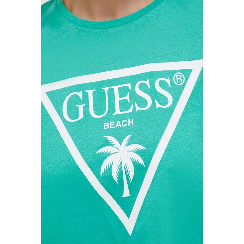 Guess t-shirt in cotone colore turchese