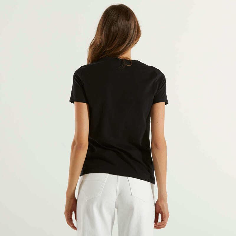 Elisabetta Franchi t-shirt stampa logo flock black