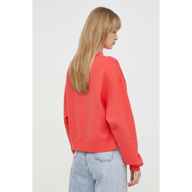 Moschino Jeans felpa in cotone donna colore rosso con applicazione