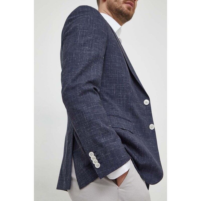 BOSS giacca in lana colore blu navy