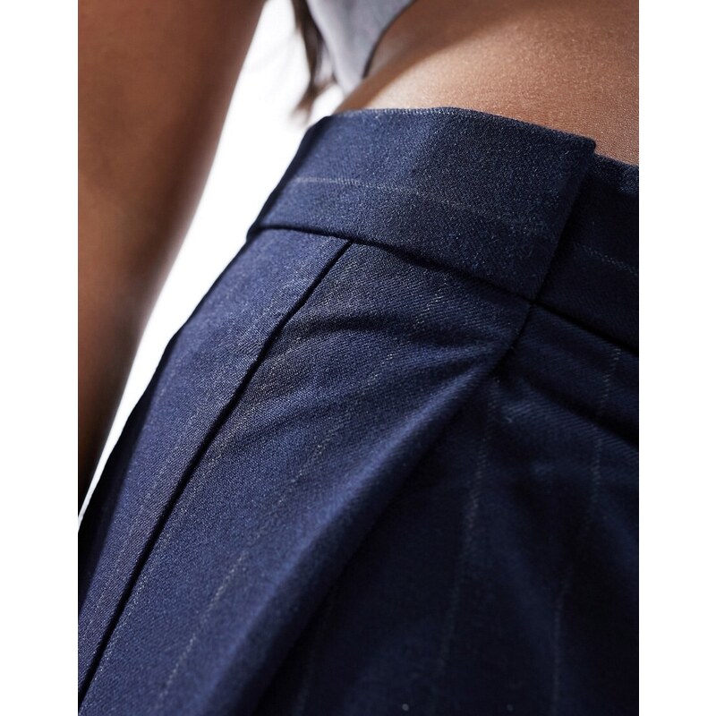 Pull&Bear - Pantaloni sartoriali blu navy gessati-Grigio